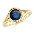 thumbnail image 1 of ANGARA Natural Twist Split Shank 1.6 ct Blue Sapphire Engagement Ring in 14K Yellow Gold for Women (Size-7mm) | September Birthstone, Anniversary, Jewelry Gift for Women | Natural Sapphire Ring, 1 of 9