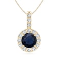 thumbnail image 1 of ANGARA Natural 1.6 ct Blue Sapphire Pendant with Bar-Set Diamond in 14K Yellow Gold for Women (Size-7mm) | September Birthstone, Anniversary, Jewelry Gift for Women | Natural Blue Sapphire Necklace, 1 of 7