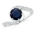 thumbnail image 1 of ANGARA Natural 1.6 Ct Prong-Set Sapphire Bypass Ring with Diamond Accents in 14K White Gold for Women (Size-7mm) | September Birthstone, Anniversary, Jewelry Gift for Women | Natural Sapphire Ring, 1 of 9
