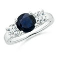 thumbnail image 1 of Angara Natural 1.6 Ct. Blue Sapphire with Diamond Classic Ring in Sterling Silver for Women (Ring Size: 9), 1 of 9