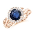 thumbnail image 1 of ANGARA Natural 1.6 Ct Vintage Inspired Sapphire Flower and Vine Ring in 14K Rose Gold for Women (Size-7mm) | September Birthstone, Anniversary, Jewelry Gift for Women | Natural Blue Sapphire Ring, 1 of 9