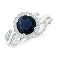 thumbnail image 1 of ANGARA Natural 1.6 Ct Vintage Inspired Sapphire Flower and Vine Ring in 14K White Gold for Women (Size-7mm) | September Birthstone, Anniversary, Jewelry Gift for Women | Natural Blue Sapphire Ring, 1 of 9