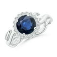 thumbnail image 1 of Angara Natural 1.6 Ct. Blue Sapphire with Diamond Halo Ring in 14K White Gold for Women (Ring Size: 11.5), 1 of 10