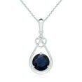 thumbnail image 1 of ANGARA Natural 1.6 Ct Sapphire Knotted Heart Pendant with Diamond in 925 Sterling Silver for Women (Size-7mm) | Anniversary, Jewelry Gift for Women | Natural Blue Sapphire Necklace, 1 of 8