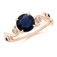 thumbnail image 1 of ANGARA Natural 1.6 ct Blue Sapphire and Diamond Ivy Scroll Engagement Ring in 14K Rose Gold for Women (Size-7mm) | September Birthstone, Anniversary, Jewelry Gift for Women | Natural Sapphire Ring, 1 of 9