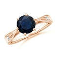 thumbnail image 1 of ANGARA Natural Tapered Shank 1.6 ct Blue Sapphire Ring with Diamonds in 14K Rose Gold for Women (Size-7mm) | September Birthstone, Anniversary, Jewelry Gift for Women | Natural Sapphire Ring, 1 of 8