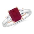 thumbnail image 1 of ANGARA Natural 1.6 ct Ruby and Diamond Three Stone Ring in 14K White & Rose Gold for Women (Size-8x6mm) | July Birthstone Jewelry for Her | Natural Ruby Rings, 1 of 12