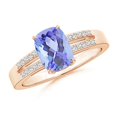 thumbnail image 1 of ANGARA Natural Cushion 1.6 ct Tanzanite Split Shank Ring with Diamonds in 14K Rose Gold for Women (Size-8x6mm) | December Birthstone, Anniversary, Jewelry Gift for Women | Natural Tanzanite Ring, 1 of 8