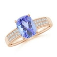 thumbnail image 1 of ANGARA Natural Cushion 1.6 ct Tanzanite Cocktail Ring with Diamonds in 14K Rose Gold for Women (Size-8x6mm) | December Birthstone, Anniversary, Jewelry Gift for Women | Natural Tanzanite Ring, 1 of 9