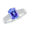 thumbnail image 1 of ANGARA Natural Cushion 1.6 ct Tanzanite Cocktail Ring with Diamonds in 14K White Gold for Women (Size-8x6mm) | December Birthstone, Anniversary, Jewelry Gift for Women | Natural Tanzanite Ring, 1 of 8