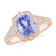 thumbnail image 1 of Angara Natural 1.6 Ct. Tanzanite with Diamond Halo Ring in 14K Rose Gold for Women (Ring Size: 9), 1 of 8