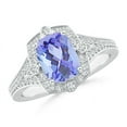 thumbnail image 1 of Angara Natural 1.6 Ct. Tanzanite with Diamond Halo Ring in 14K White Gold for Women (Ring Size: 11), 1 of 8