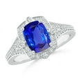 thumbnail image 1 of Angara Natural 1.6 Ct. Tanzanite with Diamond Halo Ring in 14K White Gold for Women (Ring Size: 3.5), 1 of 8