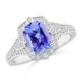 thumbnail image 1 of Angara Natural 1.6 Ct. Tanzanite with Diamond Halo Ring in 14K White Gold for Women (Ring Size: 8.5), 1 of 8