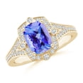 thumbnail image 1 of Angara Natural 1.6 Ct. Tanzanite with Diamond Halo Ring in 14K Yellow Gold for Women (Ring Size: 10.5), 1 of 8