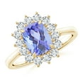 thumbnail image 1 of ANGARA Natural 1.6 ct Tanzanite & Diamond Floral Ring with Claw Set in 14K Yellow Gold for Women (Size-8x6mm) | December Birthstone, Anniversary, Jewelry Gift for Women | Natural Tanzanite Ring, 1 of 9