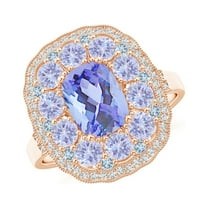 ANGARA Natural Cushion 1.6 ct Tanzanite Cocktail Ring in 14K Rose Gold for Women (Size-8x6mm) | December Birthstone, Anniversary, Jewelry Gift for Women | Natural Tanzanite Ring