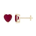 thumbnail image 1 of ANGARA Natural 1.6 ct Ruby Solitaire Heart Stud Earrings in 14K Yellow Gold for Women (Size-6mm) | July Birthstone, Birthday, Anniversary, Jewelry Gift for Women | Natural Ruby Earrings, 1 of 7