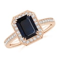 thumbnail image 1 of ANGARA Natural 1.65 ct Blue Sapphire Engagement Ring with Diamond Halo in 14K Rose Gold for Women (Size-8x6mm) | September Birthstone, Anniversary, Jewelry Gift for Women | Natural Sapphire Ring, 1 of 9