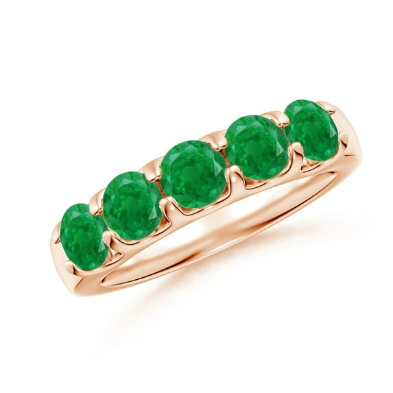 Angara Natural 1.65 Ct. Emerald Non Eternity Wedding Band in 14K Rose Gold for Women (Ring Size: 3)