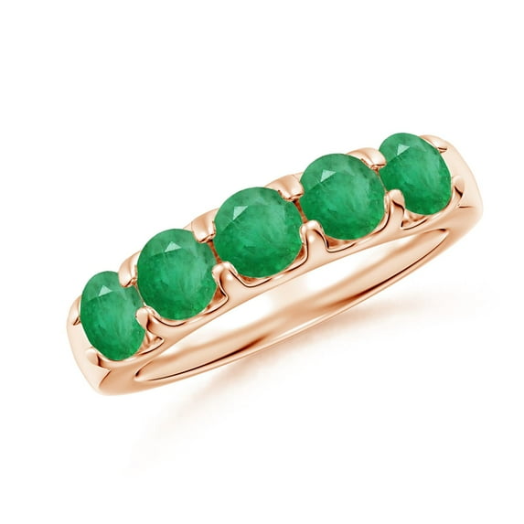 ANGARA Natural Shared Prong Set Half Eternity 1.65 ct Emerald Wedding Band in 14K Rose Gold for Women (Size-4.5mm) | May Birthstone, Anniversary, Jewelry Gift for Women | Natural Emerald Ring