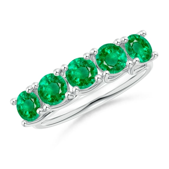 ANGARA Natural Half Eternity Five Stone 1.75 ct Emerald Wedding Band in 14K White Gold for Women (Size-4.5mm) | May Birthstone, Birthday, Anniversary, Jewelry Gift for Women | Natural Emerald Ring
