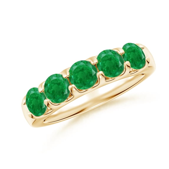 ANGARA Natural Shared Prong Set Half Eternity 1.65 ct Emerald Wedding Band in 14K Yellow Gold for Women (Size-4.5mm) | May Birthstone, Anniversary, Jewelry Gift for Women | Natural Emerald Ring