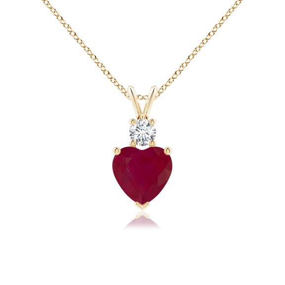 ANGARA Natural Heart-Shaped 1.65 ct Ruby Rabbit Ear Bale Pendant in 14K Yellow Gold for Women (Size-7mm) | July Birthstone, Birthday, Anniversary, Jewelry Gift for Women | Natural Ruby Necklace
