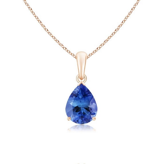 ANGARA Natural Pear-Shaped 1.65 ct Tanzanite Solitaire Pendant in 14K Rose Gold for Women (Size-9x7mm) | December Birthstone, Anniversary, Jewelry Gift for Women | Natural Tanzanite Necklace