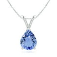 thumbnail image 1 of ANGARA Natural V-Bale Pear-Shaped 1.65 ct Tanzanite Solitaire Pendant in 14K White Gold for Women (Size-9x7mm) | December Birthstone, Anniversary, Jewelry Gift for Women | Natural Tanzanite Necklace, 1 of 7