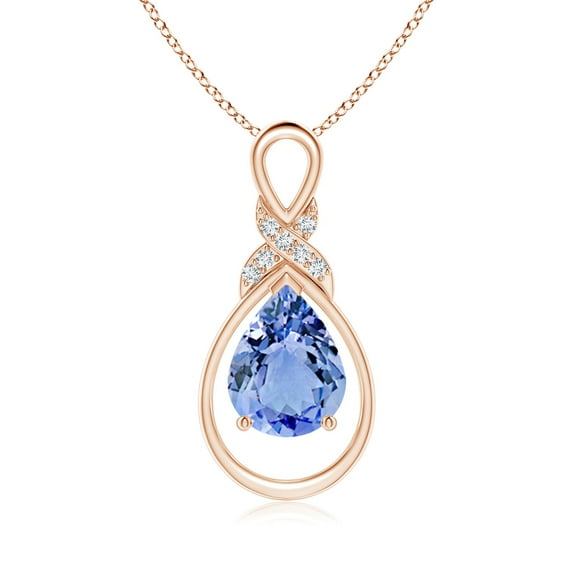 ANGARA Natural 1.65 ct Tanzanite Infinity Pendant with Diamond 'X' Motif in 14K Rose Gold for Women (Size-9x7mm) | December Birthstone, Anniversary Jewelry Gift for Women | Natural Tanzanite Necklace