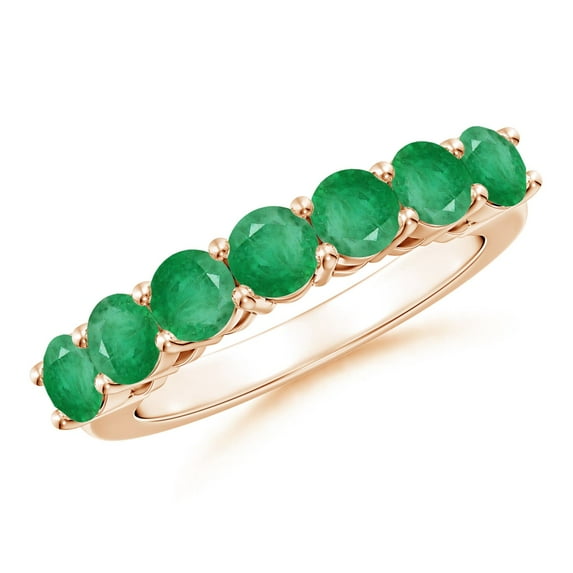 ANGARA Natural Half Eternity Seven Stone 1.68 ct Emerald Wedding Band in 14K Rose Gold for Women (Size-4mm) | May Birthstone, Birthday, Anniversary, Jewelry Gift for Women | Natural Emerald Ring