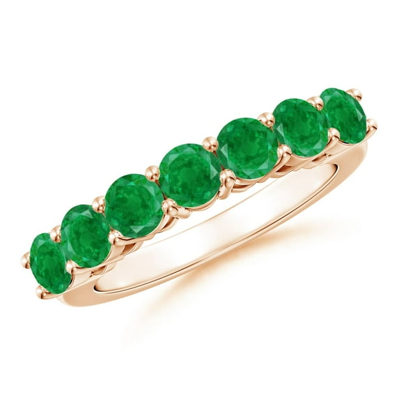 ANGARA Natural Half Eternity Seven Stone 1.68 ct Emerald Wedding Band in 14K Rose Gold for Women (Size-4mm) | May Birthstone, Birthday, Anniversary, Jewelry Gift for Women | Natural Emerald Ring