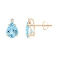 thumbnail image 1 of ANGARA Natural Claw-Set Pear 1.7 ct Aquamarine Solitaire Stud Earrings in 14K Rose Gold for Women (Size-8x6mm) | March Birthstone, Anniversary, Jewelry Gift for Women | Natural Aquamarine Earrings, 1 of 7