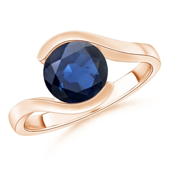 ANGARA Natural Semi Bezel-Set Solitaire 1.7 ct Blue Sapphire Bypass Ring in 14K Rose Gold for Women (Size-7.5mm) | September Birthstone, Anniversary, Jewelry Gift for Women | Natural Sapphire Ring