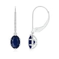 thumbnail image 1 of ANGARA Natural 1.7 Ct Oval Sapphire Leverback Drop Earrings in 14K White Gold for Women (Size-7x5mm) | September Birthstone, Anniversary, Jewelry Gift for Women | Natural Blue Sapphire Earrings, 1 of 7