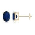 thumbnail image 1 of ANGARA Natural 1.7 Ct Prong-Set Solitaire Sapphire Stud Earrings in 14K Yellow Gold for Women (Size-7x5mm) | September Birthstone, Anniversary, Jewelry Gift for Women | Natural Blue Sapphire Earrings, 1 of 9