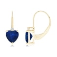 thumbnail image 1 of ANGARA Natural 1.7 Ct Heart Sapphire & Diamond Leverback Earrings in 14K Yellow Gold for Women (Size-6mm) | September Birthstone, Anniversary, Jewelry Gift for Women | Natural Blue Sapphire Earrings, 1 of 7
