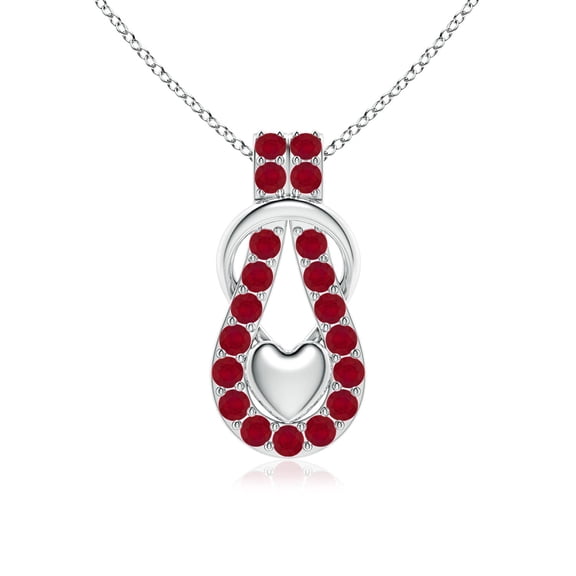 Angara Natural 1.71 ct Ruby Infinity Knot Pendant Necklace in Platinum for Women – July Birthstone Jewelry | Ruby Necklace with Puffed Heart
