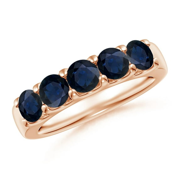 ANGARA Natural 1.75 Ct Shared Prong Set Half Eternity Sapphire Wedding Band in 14K Rose Gold for Women (Size-4.2mm) | September Birthstone, Anniversary, Jewelry Gift for Women | Natural Sapphire Ring
