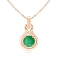 thumbnail image 1 of ANGARA Natural Round 1.75 ct Emerald Solitaire Infinity Knot Pendant in 14K Rose Gold for Women (Size-8mm) | May Birthstone, Birthday, Anniversary, Jewelry Gift for Women | Natural Emerald Necklace, 1 of 10