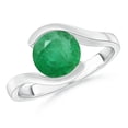 thumbnail image 1 of ANGARA Natural Semi Bezel-Set Solitaire 1.75 ct Emerald Bypass Engagement Ring in 14K White Gold for Women (Size-8mm) | May Birthstone, Anniversary, Jewelry Gift for Women | Natural Emerald Ring, 1 of 10
