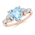 thumbnail image 1 of ANGARA Natural Heart-Shaped 1.8 ct Aquamarine Engagement Ring with Diamonds in 14K Rose Gold for Women (Size-9mm) | March Birthstone, Anniversary, Jewelry Gift for Women | Natural Aquamarine Ring, 1 of 10