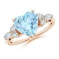 thumbnail image 1 of ANGARA Natural Heart-Shaped 1.8 ct Aquamarine Engagement Ring with Diamonds in 14K Rose Gold for Women (Size-9mm) | March Birthstone, Anniversary, Jewelry Gift for Women | Natural Aquamarine Ring, 1 of 9
