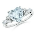thumbnail image 1 of ANGARA Natural Heart-Shaped 1.8 ct Aquamarine Engagement Ring with Diamonds in 14K White Gold for Women (Size-9mm) | March Birthstone, Anniversary, Jewelry Gift for Women | Natural Aquamarine Ring, 1 of 9