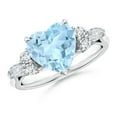 thumbnail image 1 of ANGARA Natural Heart-Shaped 1.8 ct Aquamarine Engagement Ring with Diamonds in 14K White Gold for Women (Size-9mm) | March Birthstone, Anniversary, Jewelry Gift for Women | Natural Aquamarine Ring, 1 of 10