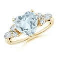 thumbnail image 1 of ANGARA Natural Heart-Shaped 1.8 ct Aquamarine Engagement Ring with Diamonds in 14K Yellow Gold for Women (Size-9mm) | March Birthstone, Anniversary, Jewelry Gift for Women | Natural Aquamarine Ring, 1 of 9