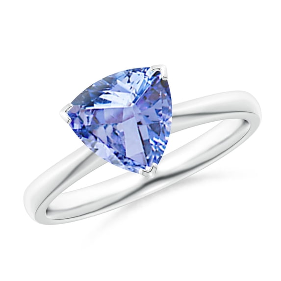 ANGARA Natural Trillion 1.8 ct Tanzanite Solitaire Engagement Ring in 14K White Gold for Women (Size-8mm) | December Birthstone, Birthday, Anniversary, Jewelry Gift for Women | Natural Tanzanite Ring