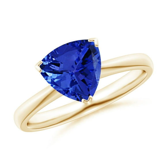 ANGARA Natural Trillion 1.8 ct Tanzanite Solitaire Engagement Ring in 14K Yellow Gold for Women (Size-8mm) | December Birthstone, Anniversary, Jewelry Gift for Women | Natural Tanzanite Ring