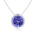 thumbnail image 1 of ANGARA Natural Bezel-Set Round 1.8 ct Tanzanite Solitaire Pendant in 14K White Gold for Women (Size-8mm) | December Birthstone, Anniversary, Jewelry Gift for Women | Natural Tanzanite Necklace, 1 of 10